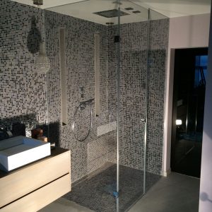 Paroi de douche fixe et pivotante - Vitrerie DAVID Sàrl - Yverdon-les-Bains